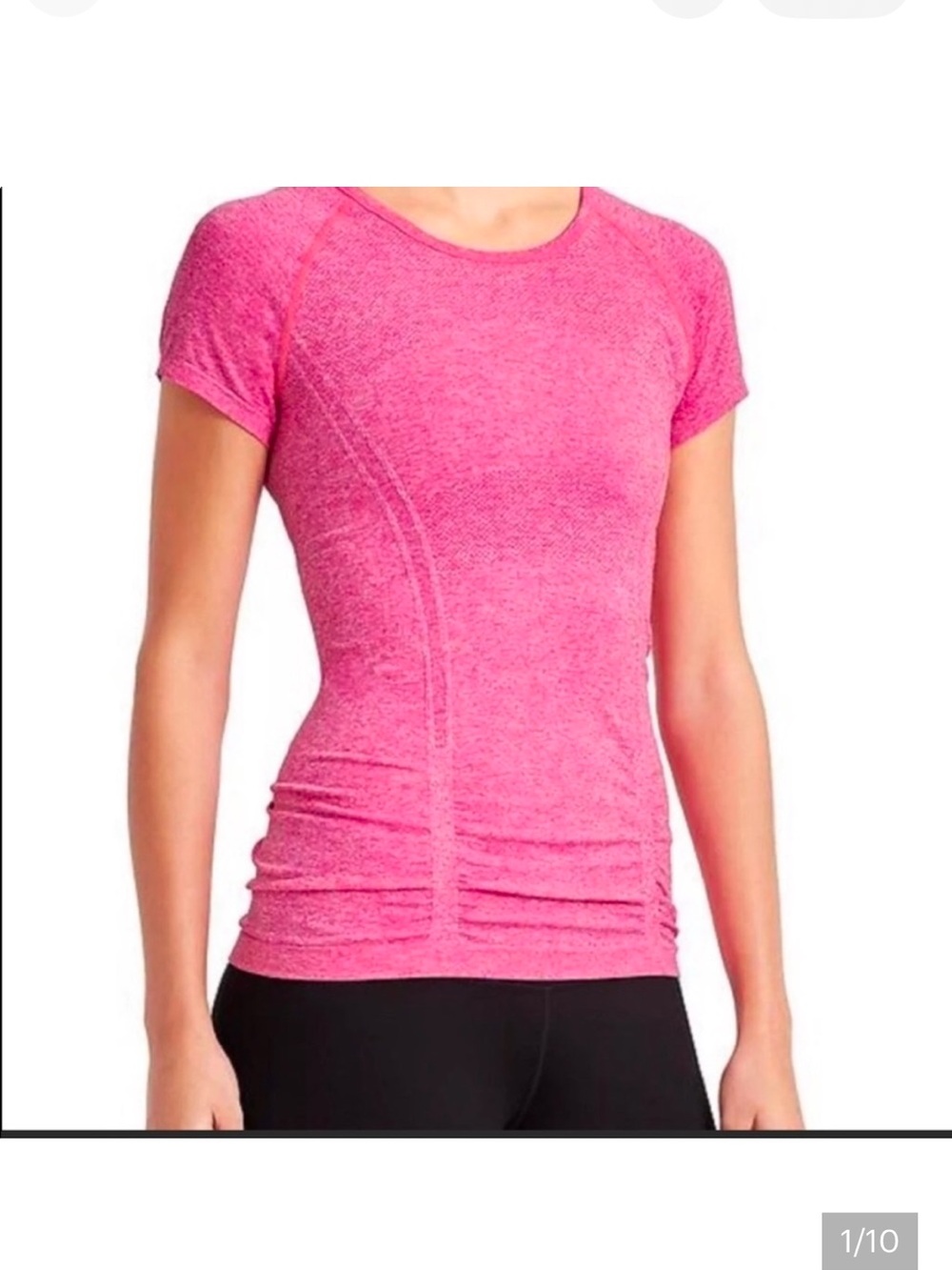 Womens athleta size XL shocking pink heather ruched fastest track top fitted